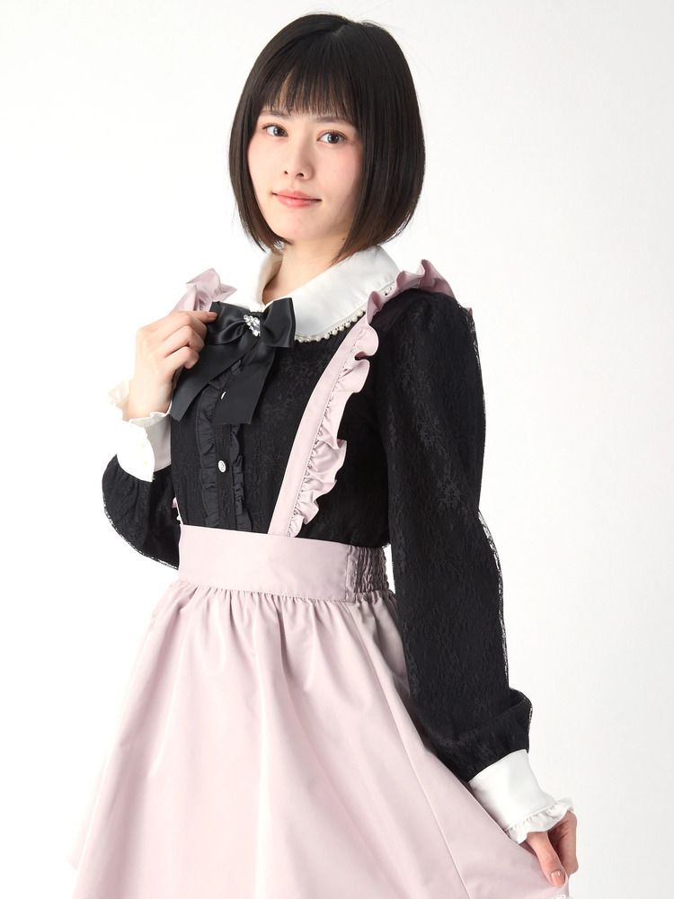 Ank Rouge - Ank Rouge　アンクルージュ　カットソー　レース　リボン　ビジュー　黒 ビジューリボンレースTOPS - Ank Rouge(アンクルージュ)のT