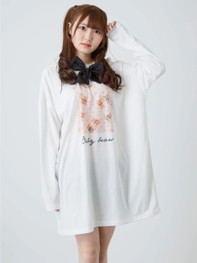 ハートくまプリント丸衿ロンTE - Ank Rouge(アンクルージュ)のTシャツ 