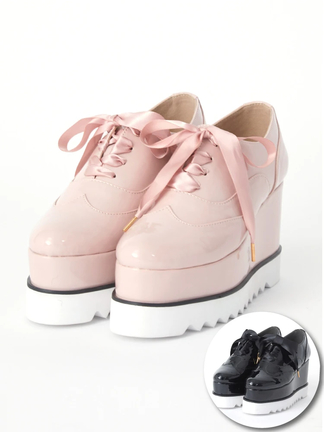 リボンレースアップ厚底シューズ - Ank Rouge(アンクルージュ)の