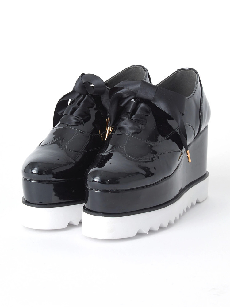 リボンレースアップ厚底シューズ - Ank Rouge(アンクルージュ)の