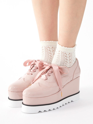 リボンレースアップ厚底シューズ - Ank Rouge(アンクルージュ)の