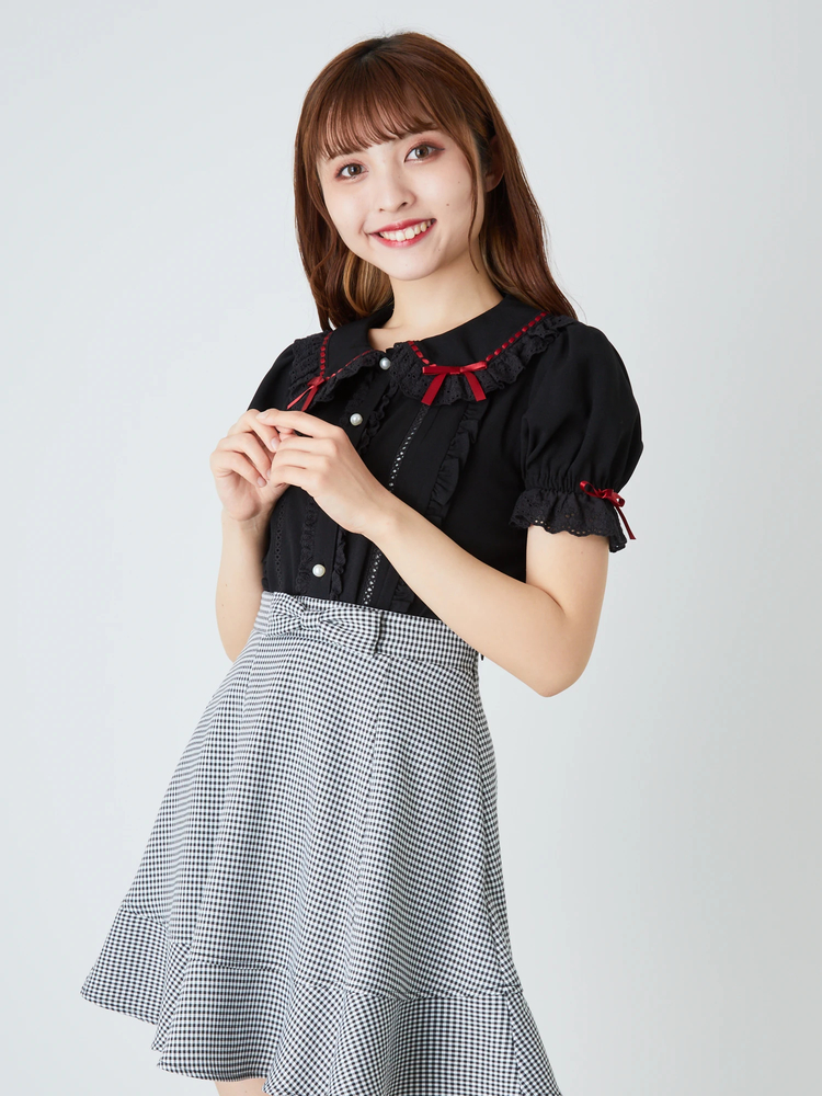 イデアルーチェ　ボンボンブラウス　パフスリーブ　ドットbonbon blouse イデアルーチェボンボンブラウスパフスリーブドットbonbon blouse