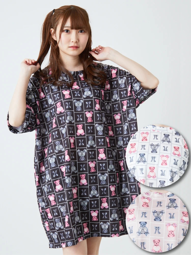 ハートベア総柄BigTe - Ank Rouge(アンクルージュ)のTシャツ