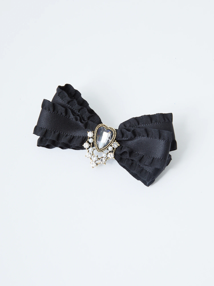 ハートビジューフリルリボンクリップ - Ank Rouge(アンクルージュ)の