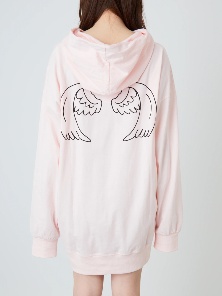 パーカー エンジェルプリントデザイン オーバーサイズ バックプリント 黒系 古着 エンジェルソードプリントパーカー \u2013 BUNNY APARTMENT