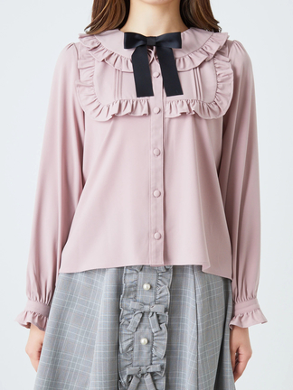 Ank Rouge♡フリル付きピンク長袖チュニック オンライン ショップ 安いファッション - Ank Rouge♡フリル付き