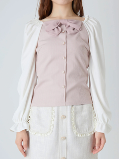 スクエアネックリボンTOPS