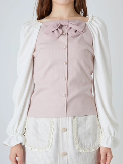 スクエアネックリボンTOPS