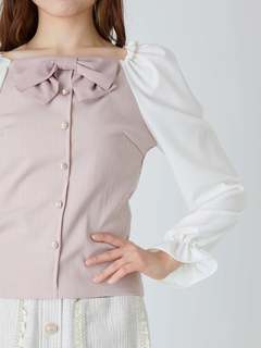 スクエアネックリボンTOPS