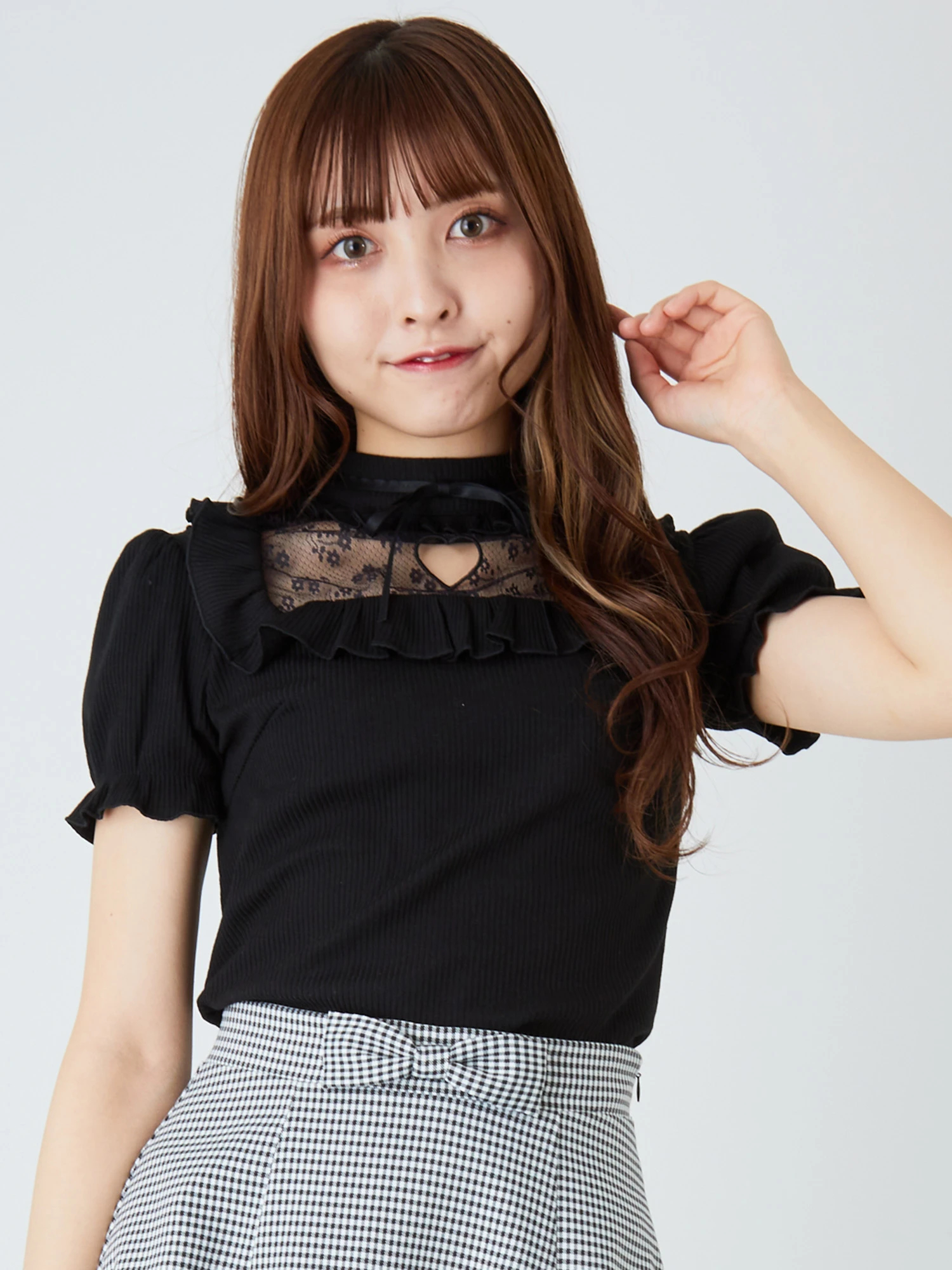 レース切り替えハートくりぬきTOPS - Ank Rouge(アンクルージュ)のTシャツ・カットソー｜ファッション通販 Ailand（アイランド）