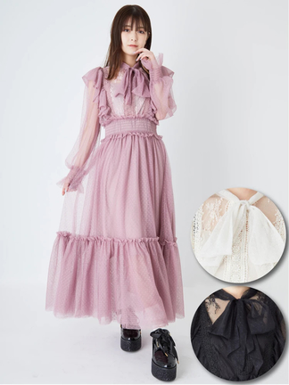 リボンタイチュールロングOP - Ank Rouge(アンクルージュ)のマキシ