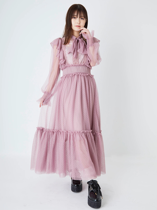 リボンタイチュールロングOP - Ank Rouge(アンクルージュ)のマキシ