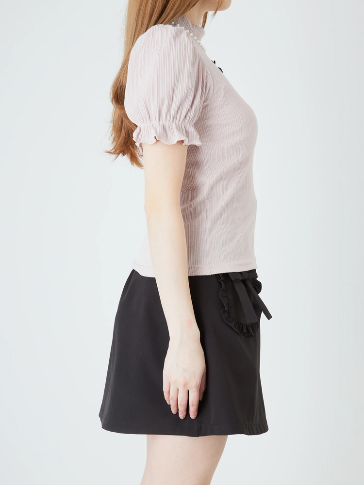 【美品】3つリボンテレコTOPS ブルー Ank Rouge トップス Tシャツ 3つリボンテレコTOPS - Ank Rouge(アンクルージュ)のTシャツ