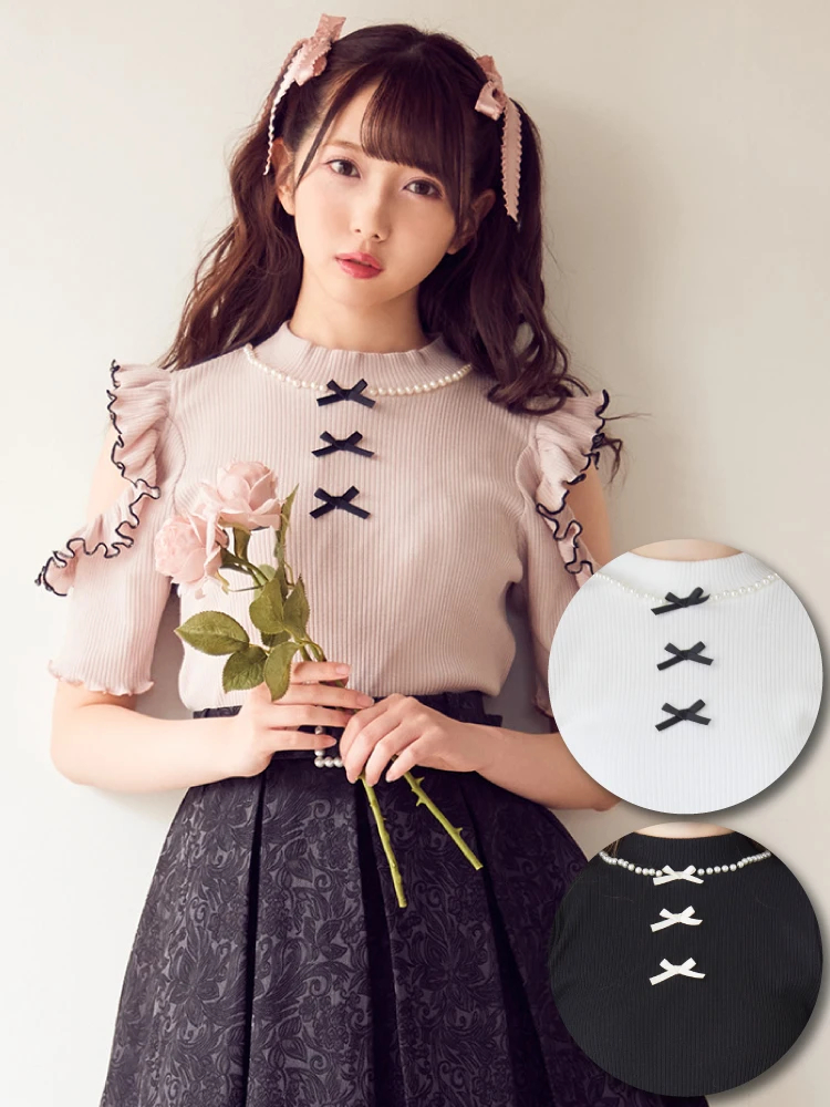 ガール GIRL プチハイネックレース切替ハイウエストミモレ丈