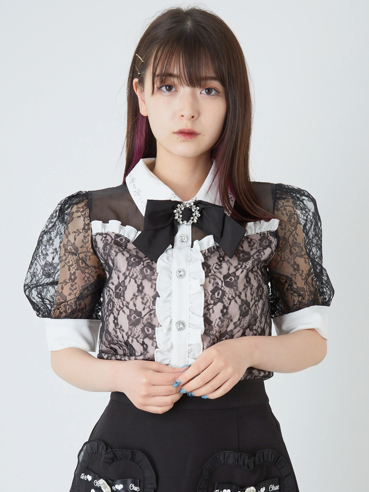 ⭐︎d.i.a.レース柄トップス⭐︎ forksy.】フラワーレースシアートップス/サッカーシャツ forksy