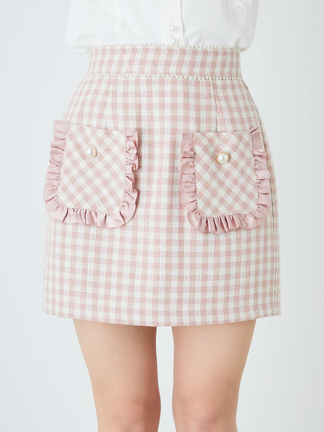 シェリエsheller ギンガムツイードキュロットパンツ ピンク S 新品未使用 シェリエsheller ギンガムツイードキュロットパンツ ピンク S 新品未