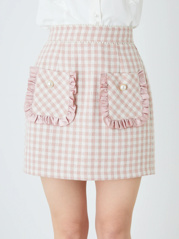 シェリエ sheller  ギンガムツイードキュロット　PINK 新品タグ付き シェリエ sheller ギンガムツイードキュロット PINK 新品タグ