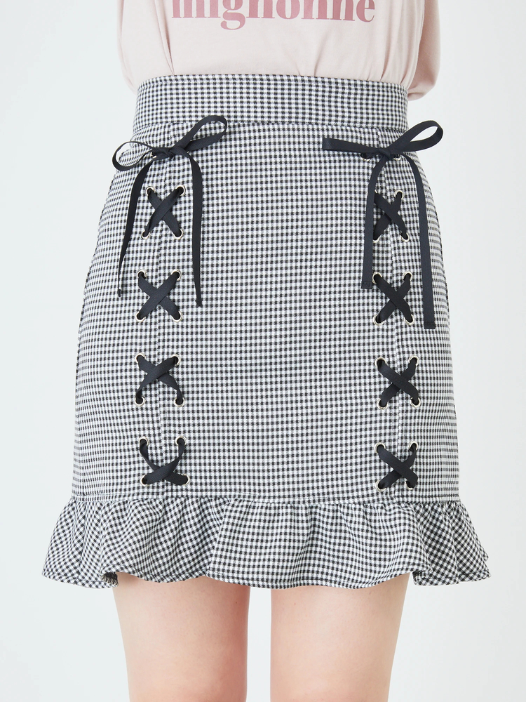 KAREN MILLEN* クリンクル ロゼット 織 ミニスカート KAREN MILLEN* クリンクル ロゼット 織 ミニスカート