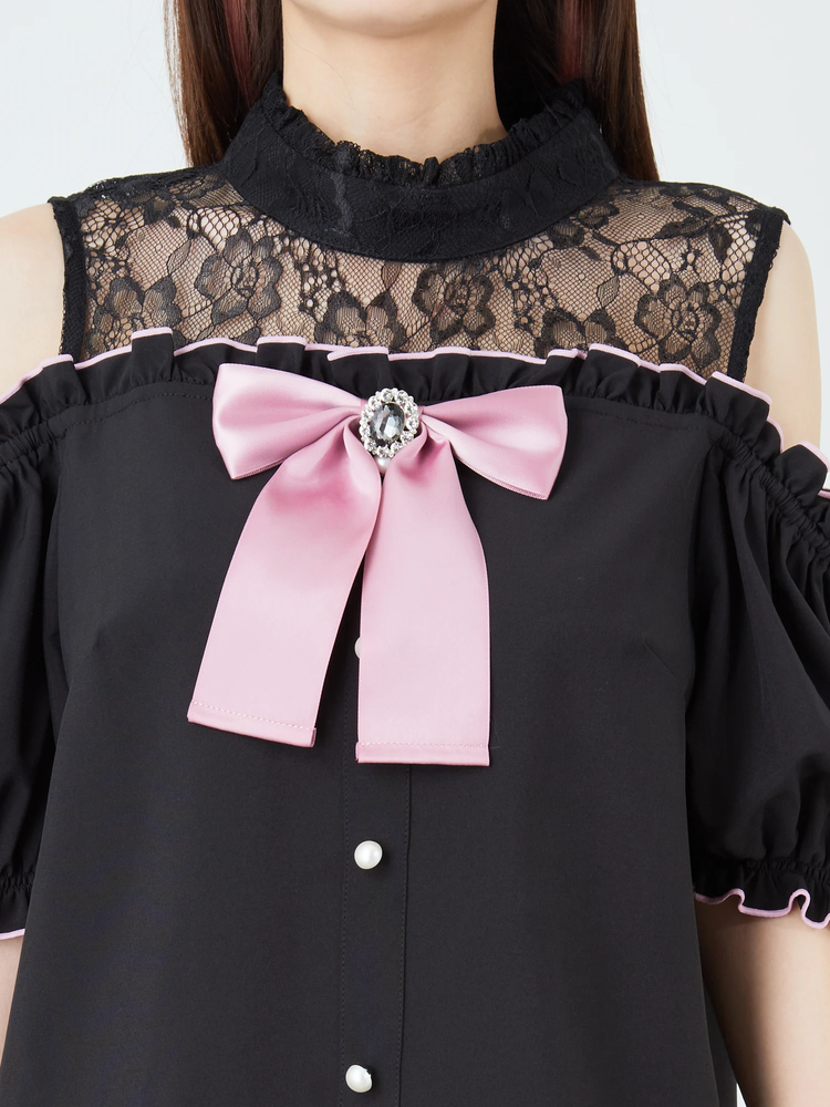 レース切り替えオフショルブラウス - Ank Rouge(アンクルージュ)の