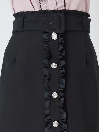 サテンフリル台形ミニSK - Ank Rouge(アンクルージュ)のスカート