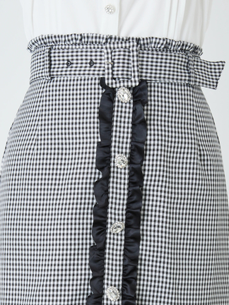 サテンフリル台形ミニSK - Ank Rouge(アンクルージュ)のスカート