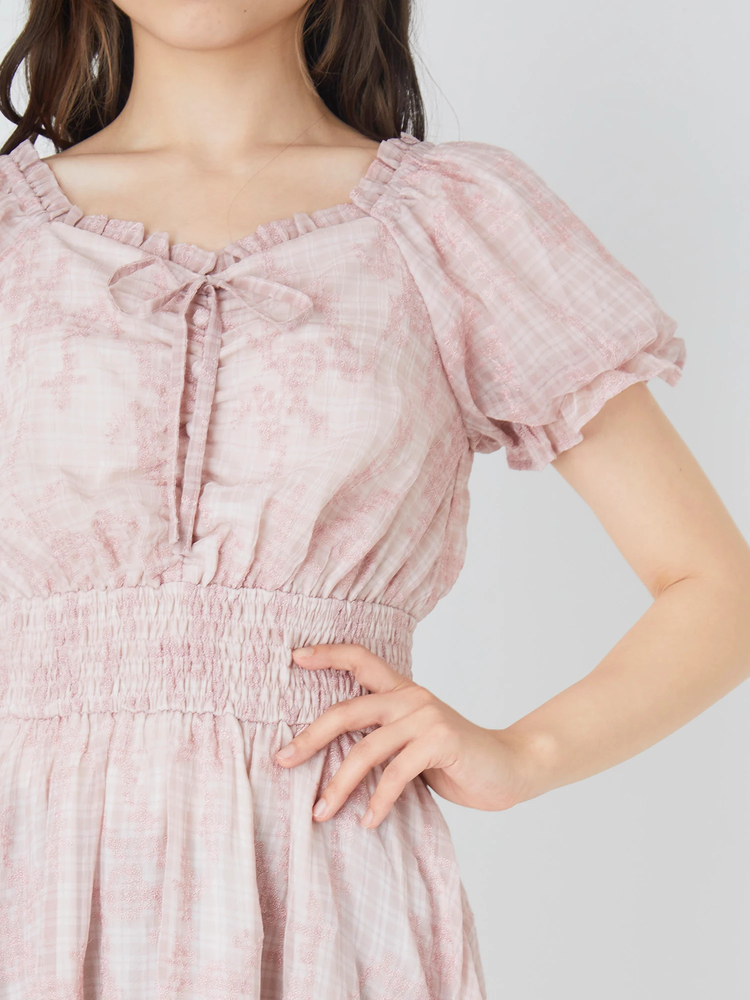 シアーチェックエンブロイダリーロングOP - Ank Rouge(アンクルージュ