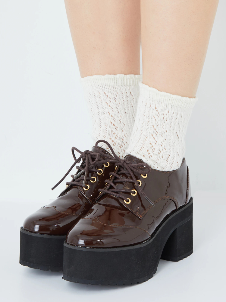未使用品♡Ank Rouge 厚底シューズ 黒 Lサイズ レースアップ厚底シューズ - Ank Rouge(アンクルージュ)の