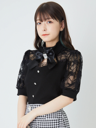 デコルテ開きテレコTOPS - Ank Rouge(アンクルージュ)のTシャツ