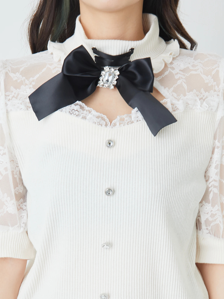 デコルテ開きテレコTOPS - Ank Rouge(アンクルージュ)のTシャツ