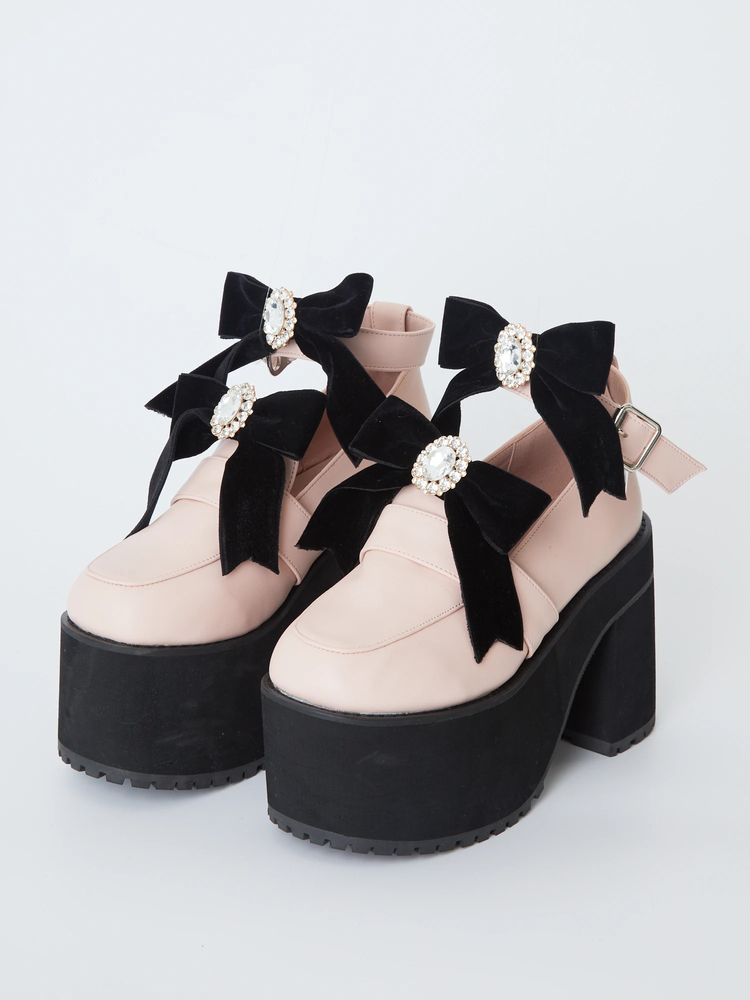 ビジューリボン厚底シューズ - Ank Rouge(アンクルージュ)のパンプス