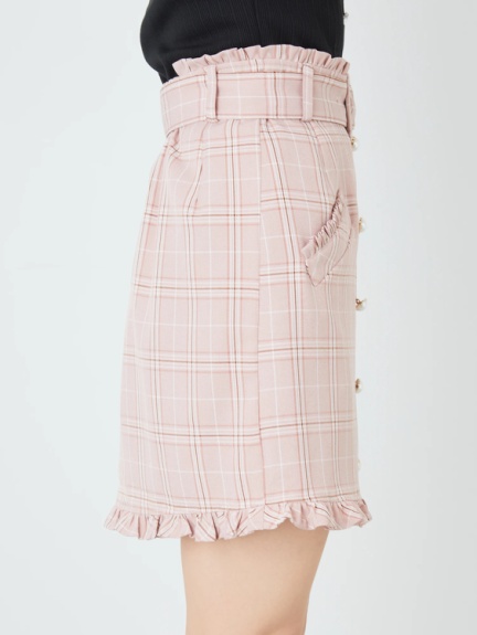 ベルト付きフリルポケットチェックスカート - Ank Rouge(アンクルージュ)のスカート｜ファッション通販 Ailand（アイランド）