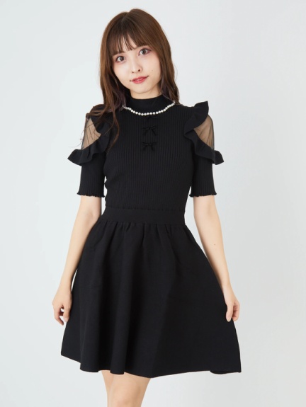 肩開きフリルハイネックニットワンピース Ank Rouge アンクルージュ のワンピース ファッション通販 Ailand アイランド