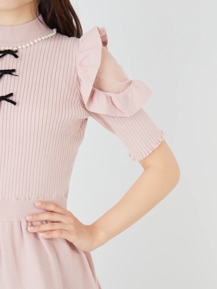 肩開きフリルハイネックニットワンピース Ank Rouge アンクルージュ のワンピース ファッション通販 Ailand アイランド