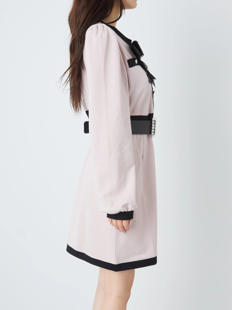 ※完売！新品★Ank Rouge ベルト付き配色LADYレースリボンワンピース ベルト付き配色LADYワンピース - Ank Rouge(アンクルージュ)の