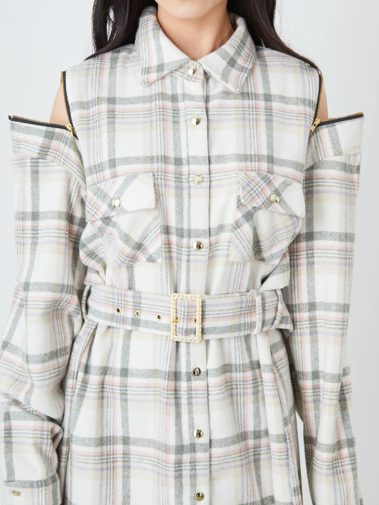 SAINT LAURENT PARIS シャツワンピース 白 2137125A0107 ピケシャツワンピース - オフホワイト | ZARA Japan / 日本