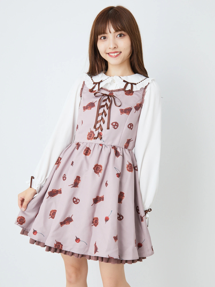 アンクルージュ♡ケーキプリントのミニワンピース MeltChocolateJSK - Ank Rouge(アンクルージュ)のワンピース