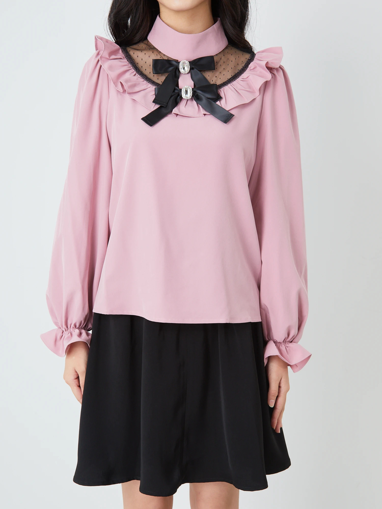 チュール切替えヨークフリルブラウス - Ank Rouge(アンクルージュ)の