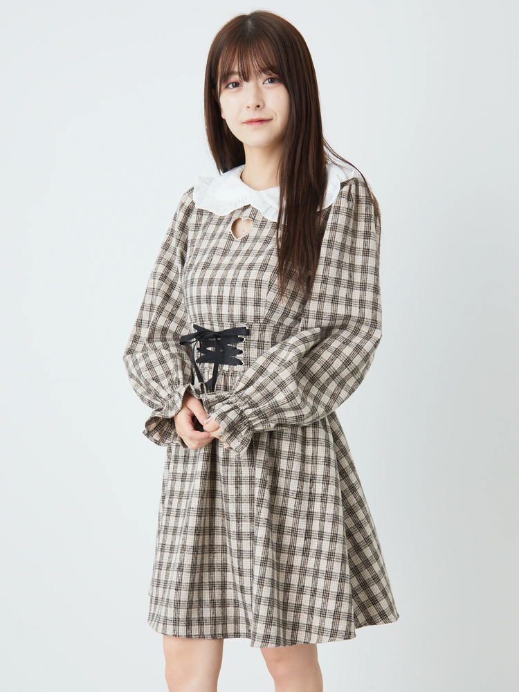 ハートくりぬきチェックワンピース - Ank Rouge(アンクルージュ)の