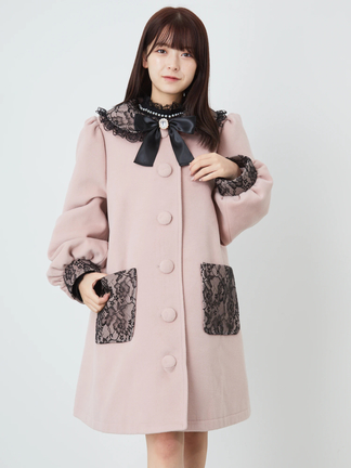 Ank Rouge ロゴリボンドーリーコート アンクルージュ ブラック サテンリボンドーリーコート - Ank Rouge(アンクルージュ)の