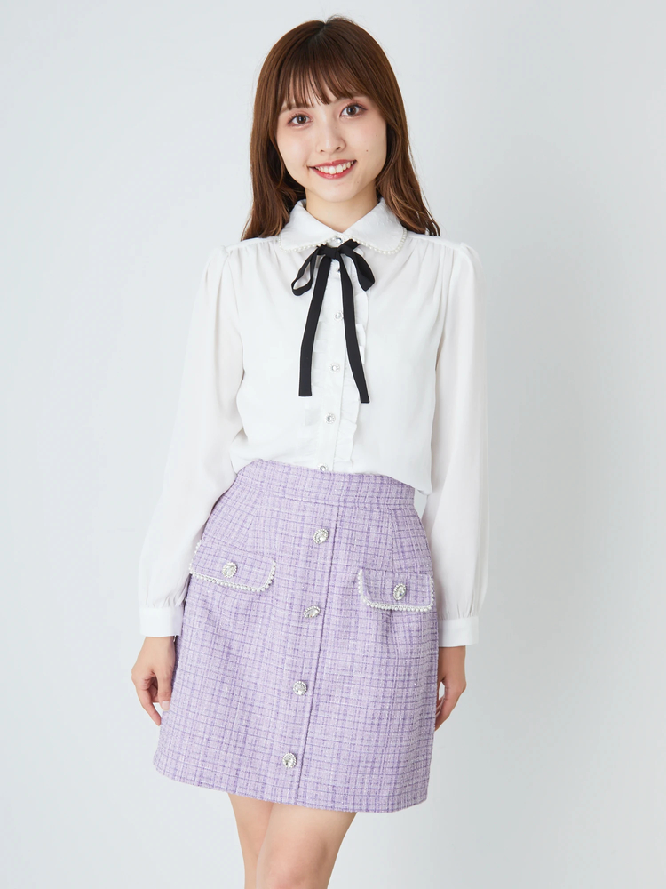 フロントビジューツイードミニSK - Ank Rouge(アンクルージュ)の