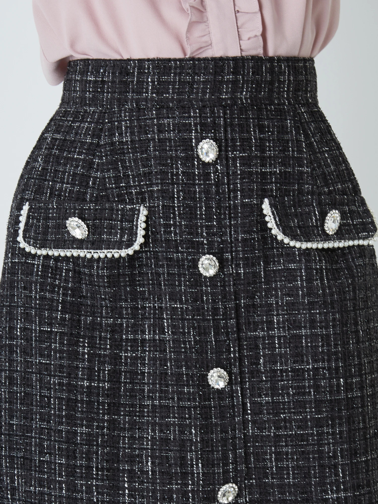 フロントビジューツイードミニSK - Ank Rouge(アンクルージュ)の