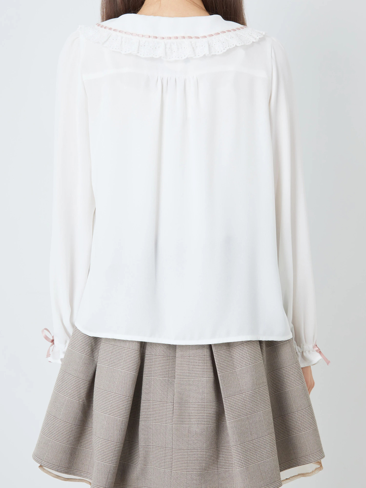 ハシゴリボンレース衿ブラウス - Ank Rouge(アンクルージュ)のシャツ