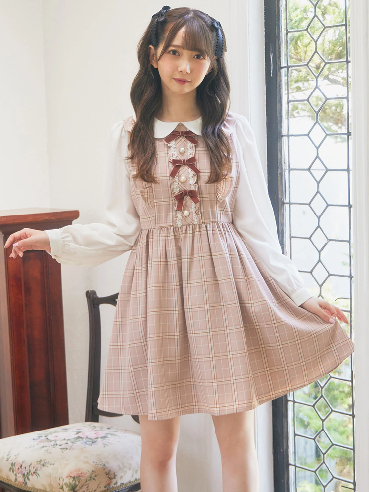 フロントリボンチェックOP - Ank Rouge(アンクルージュ)のワンピース