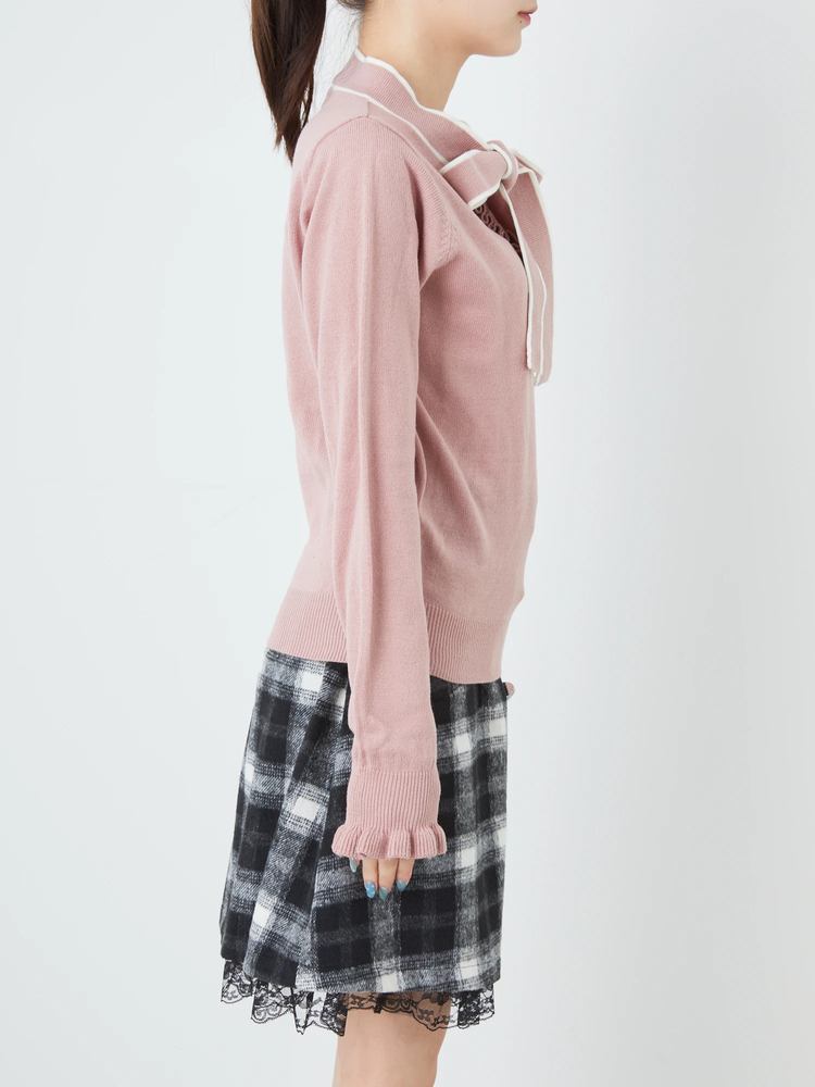 【確認用】 リボンニット 6color/XS-LLsize》リボン取り外し2WAY フェザーリボンニット