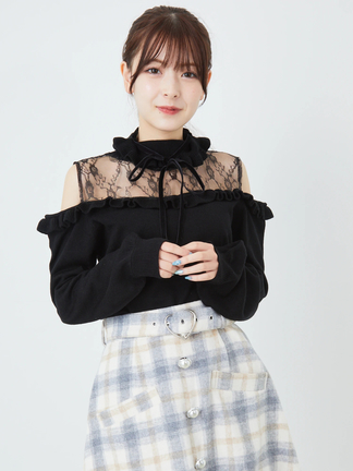 レース切替ニット - Ank Rouge(アンクルージュ)のニット