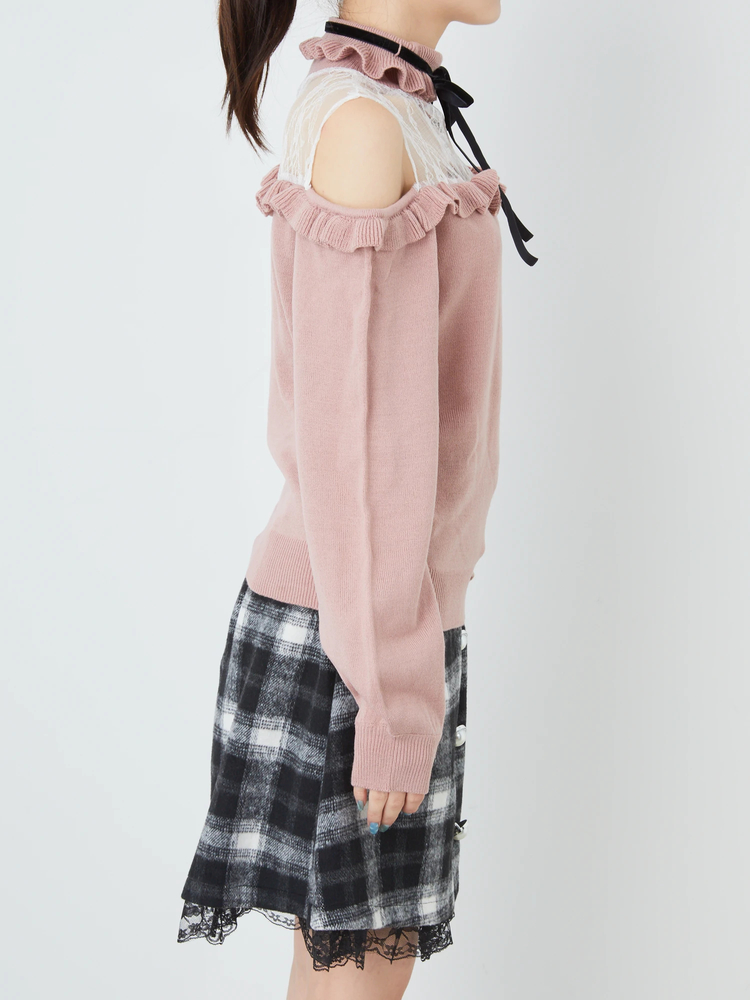 レース切替ニット - Ank Rouge(アンクルージュ)のニット