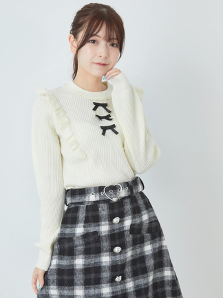 Ank Rouge 3つリボンパールニット ピンク M　美品 3つリボンニット - Ank Rouge(アンクルージュ)のニット