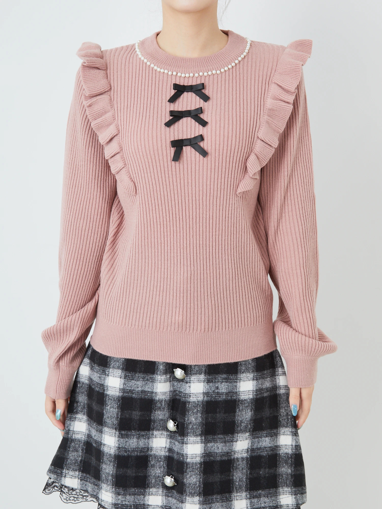 3つリボンニット - Ank Rouge(アンクルージュ)のTシャツ
