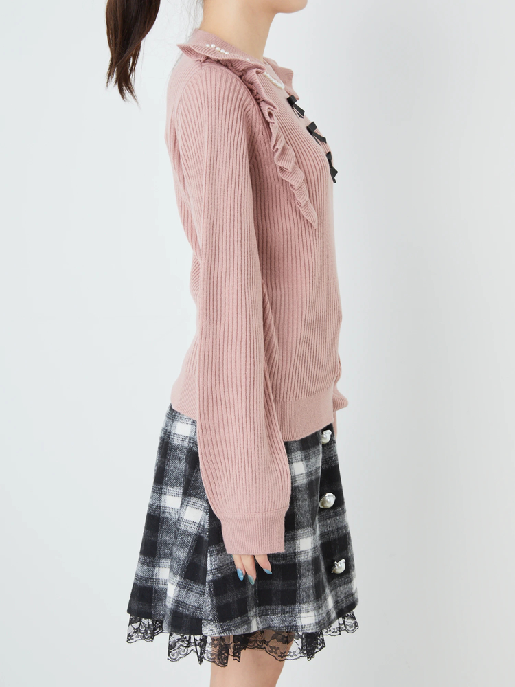 Ank Rouge 3つリボンニット ピンク 3つリボンニット - Ank Rouge(アンクルージュ)のTシャツ