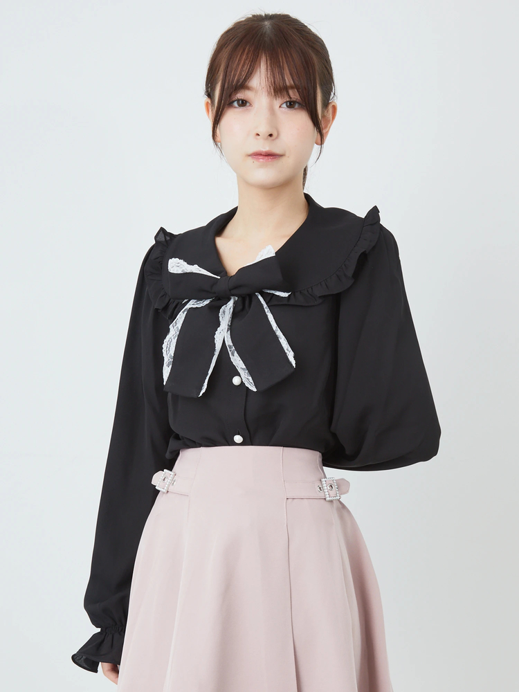 配色レースリボンブラウス - Ank Rouge(アンクルージュ)のシャツ